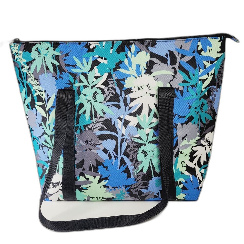 Vera Bradley Insulated Tote Bag Cooler Blue Floral Large Rain Forest Canopy